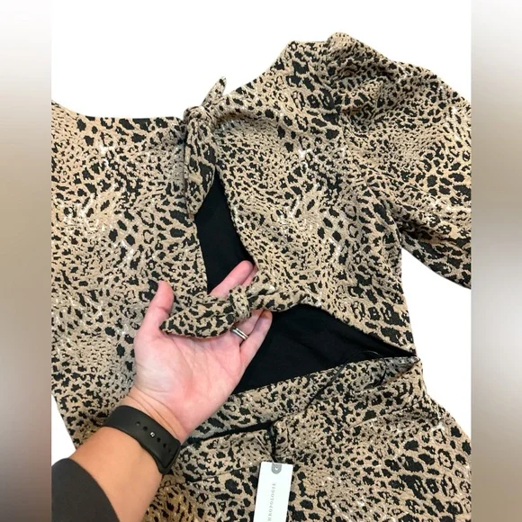Maeve by Anthropologie Size 4 Knit Cut Out Back Leopard Print Mini Dress NWT - Picture 6 of 9